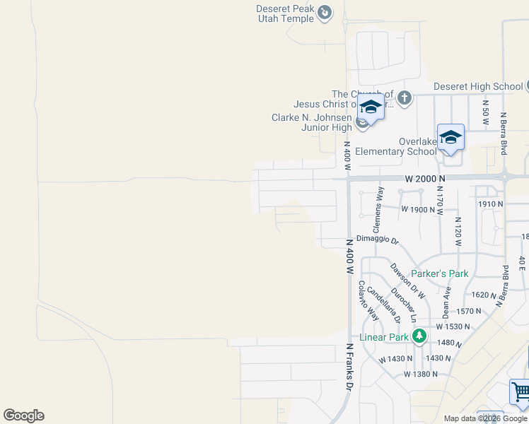 map of restaurants, bars, coffee shops, grocery stores, and more near 1812 Mantle Way in Tooele
