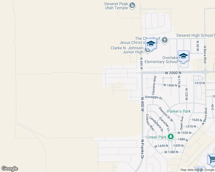 map of restaurants, bars, coffee shops, grocery stores, and more near 1874 Mantle Way in Tooele