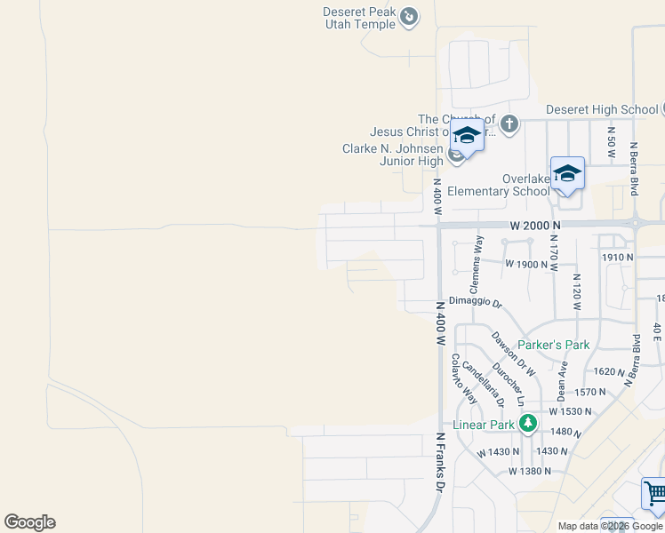 map of restaurants, bars, coffee shops, grocery stores, and more near 1877 Mantle Way in Tooele