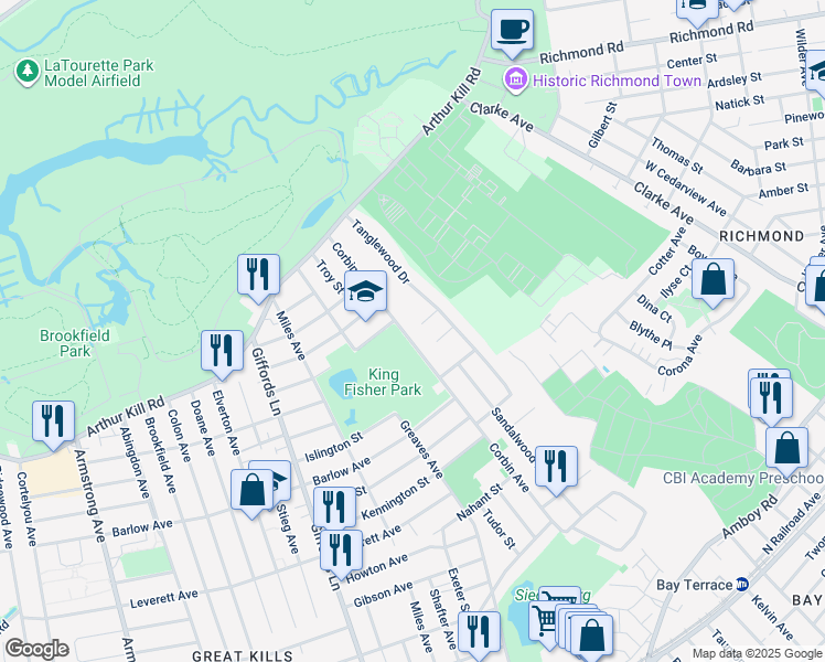 map of restaurants, bars, coffee shops, grocery stores, and more near 26 Teakwood Court in Staten Island