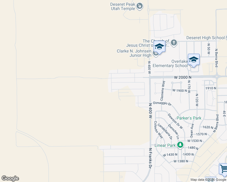 map of restaurants, bars, coffee shops, grocery stores, and more near 1888 Mantle Way in Tooele