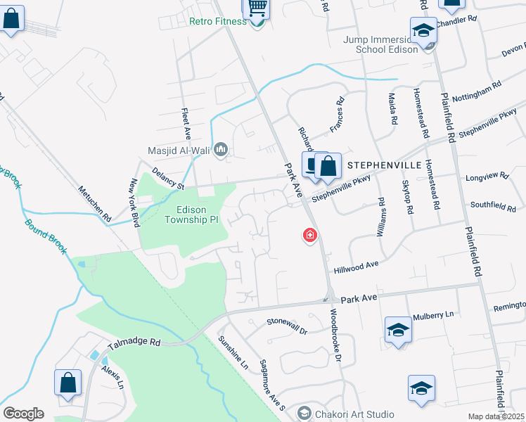 map of restaurants, bars, coffee shops, grocery stores, and more near 91 Gate House Lane in Edison