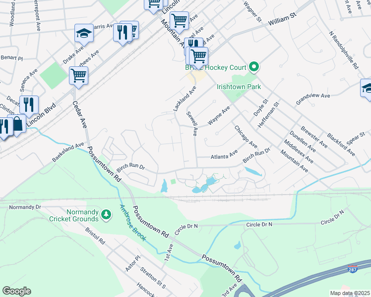 map of restaurants, bars, coffee shops, grocery stores, and more near 58 Sewell Avenue in Piscataway