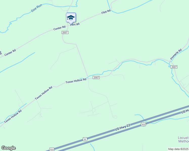 map of restaurants, bars, coffee shops, grocery stores, and more near 1630 Locust Run Road in Mifflintown