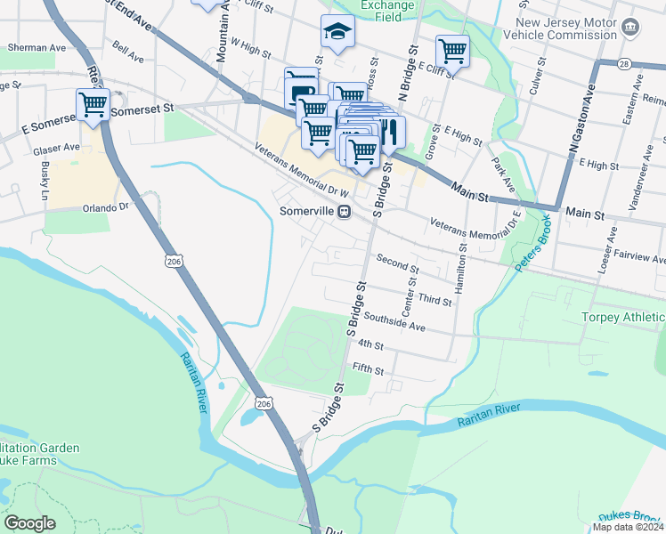 map of restaurants, bars, coffee shops, grocery stores, and more near 110 South Bridge Street in Somerville