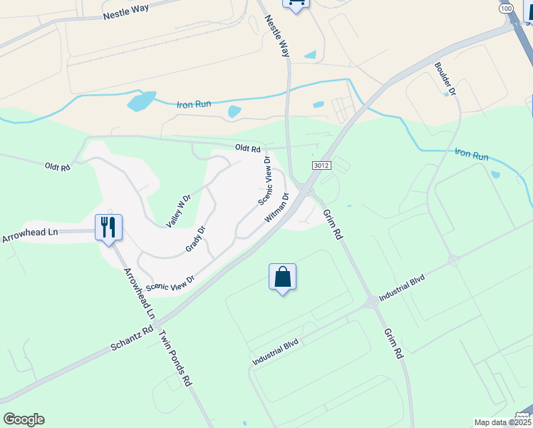 map of restaurants, bars, coffee shops, grocery stores, and more near 8346 Scenic View Drive in Breinigsville