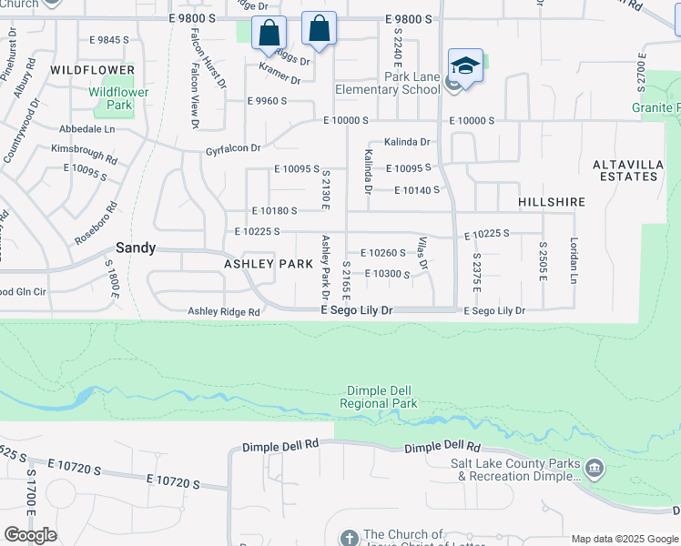 map of restaurants, bars, coffee shops, grocery stores, and more near 10298 South 2165 East in Sandy