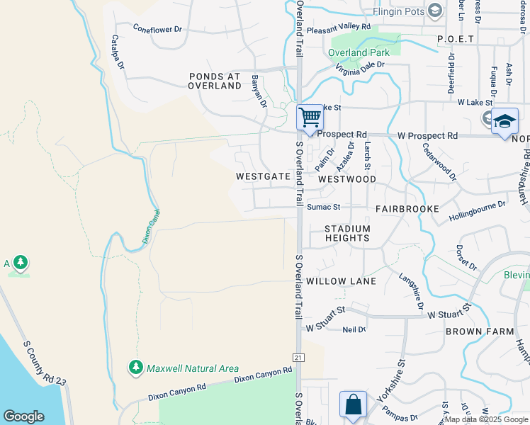 map of restaurants, bars, coffee shops, grocery stores, and more near 1812 Belmar Drive in Fort Collins