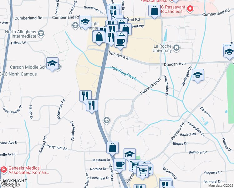 map of restaurants, bars, coffee shops, grocery stores, and more near 5700 Corporate Drive in Pittsburgh