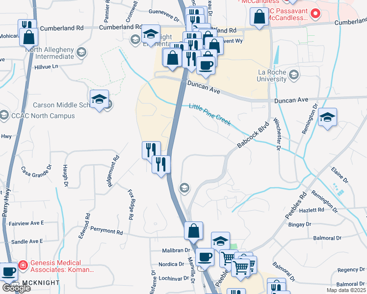map of restaurants, bars, coffee shops, grocery stores, and more near 5500 Corporate Dr in Pittsburgh