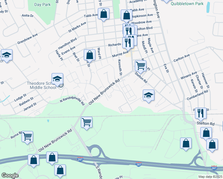 map of restaurants, bars, coffee shops, grocery stores, and more near 11005 Avalon Way in Piscataway