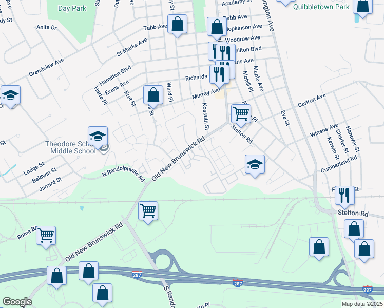 map of restaurants, bars, coffee shops, grocery stores, and more near 11005 Avalon Way in Piscataway