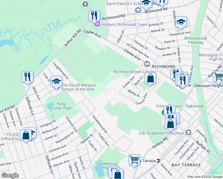 map of restaurants, bars, coffee shops, grocery stores, and more near 34 Luke Court in Staten Island