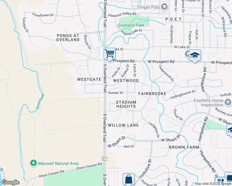 map of restaurants, bars, coffee shops, grocery stores, and more near 2924 Sumac Street in Fort Collins