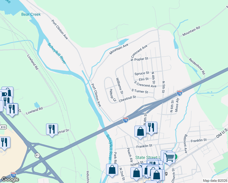 map of restaurants, bars, coffee shops, grocery stores, and more near 132 Pheasant Court in Hamburg