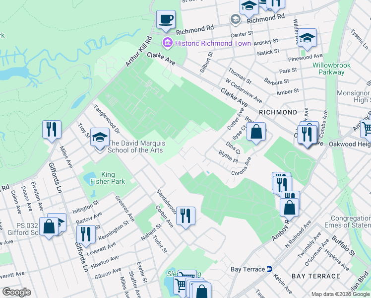 map of restaurants, bars, coffee shops, grocery stores, and more near 39 Luke Court in Staten Island