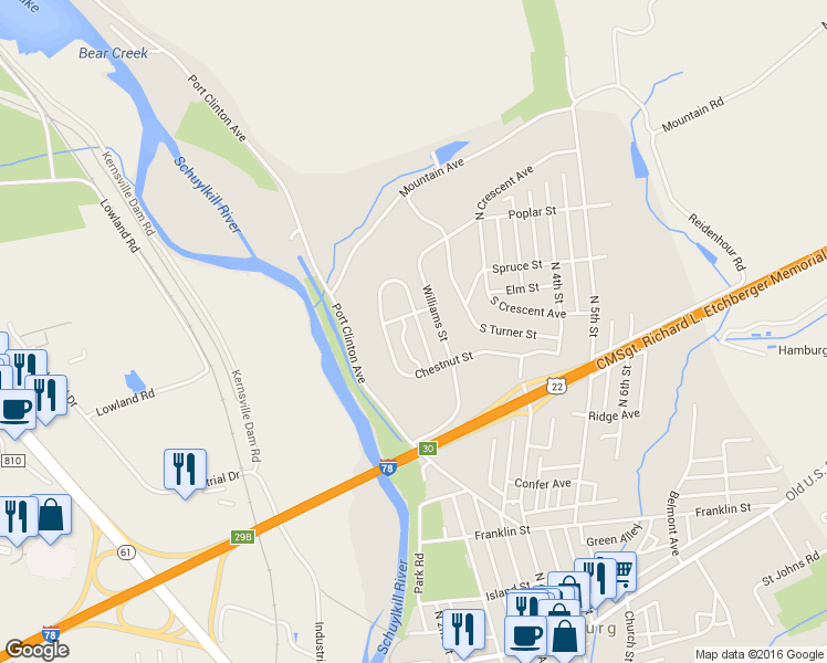 map of restaurants, bars, coffee shops, grocery stores, and more near 132 Pheasant Court in Hamburg