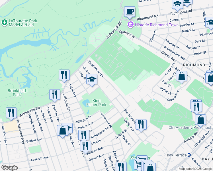map of restaurants, bars, coffee shops, grocery stores, and more near 26 Teakwood Court in Staten Island