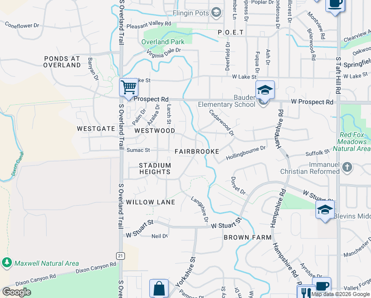map of restaurants, bars, coffee shops, grocery stores, and more near 1720 Holly Way in Fort Collins