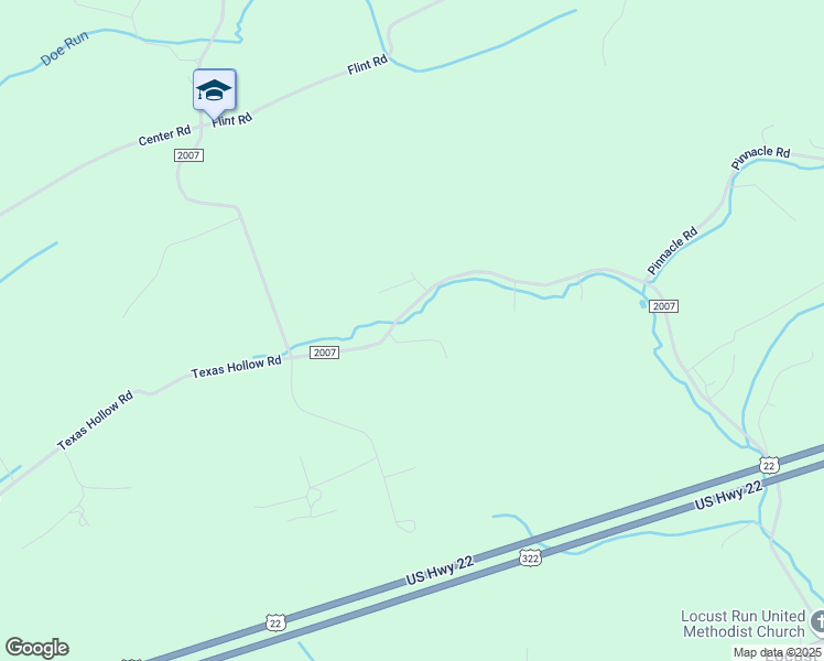 map of restaurants, bars, coffee shops, grocery stores, and more near 1487 Locust Run Road in Mifflintown