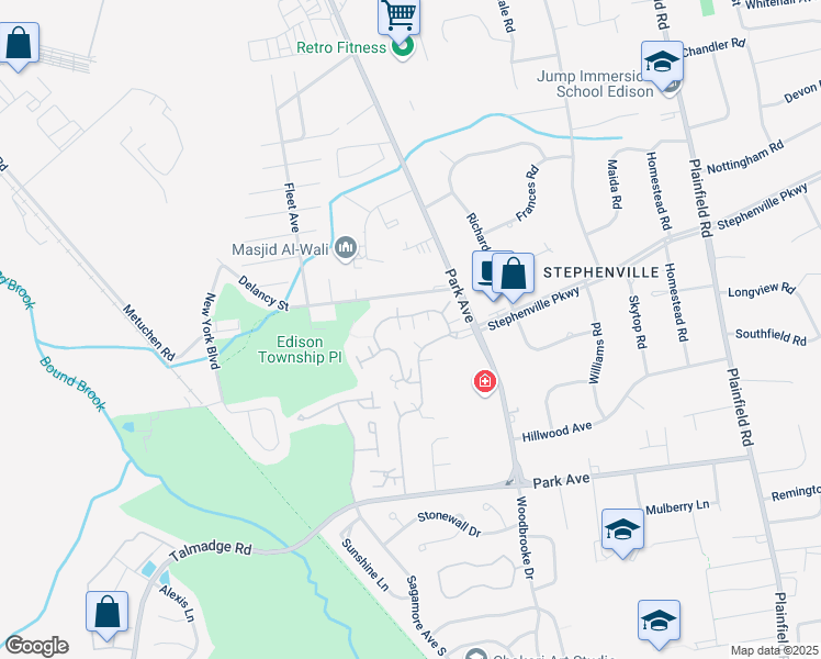 map of restaurants, bars, coffee shops, grocery stores, and more near 91 Gate House Lane in Edison