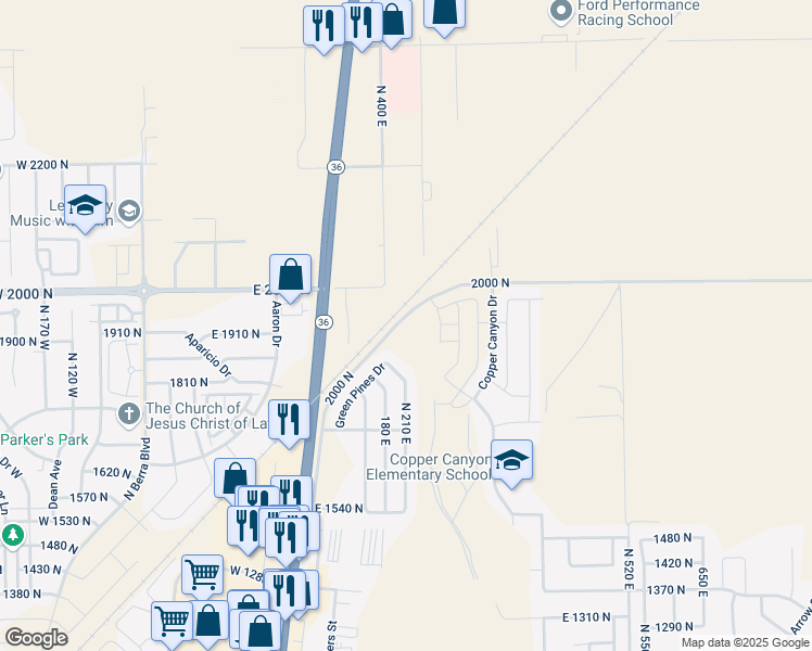 map of restaurants, bars, coffee shops, grocery stores, and more near 215 East Serenity Avenue in Tooele