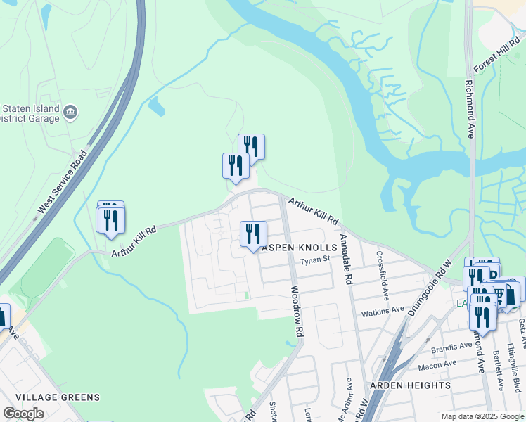 map of restaurants, bars, coffee shops, grocery stores, and more near 46 Benson Street in Staten Island