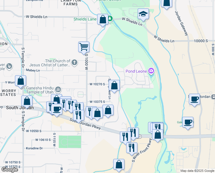 map of restaurants, bars, coffee shops, grocery stores, and more near 897 West 10270 South in South Jordan