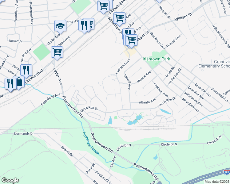 map of restaurants, bars, coffee shops, grocery stores, and more near 374 Bowler Court in Piscataway