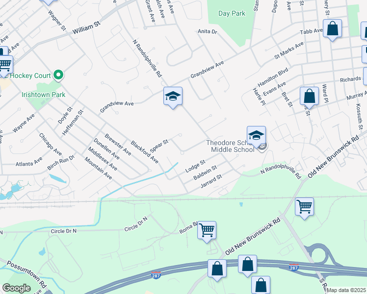 map of restaurants, bars, coffee shops, grocery stores, and more near 31 Mill Brook Road in Piscataway