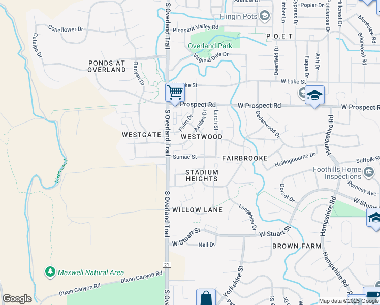 map of restaurants, bars, coffee shops, grocery stores, and more near 2924 Sumac Street in Fort Collins