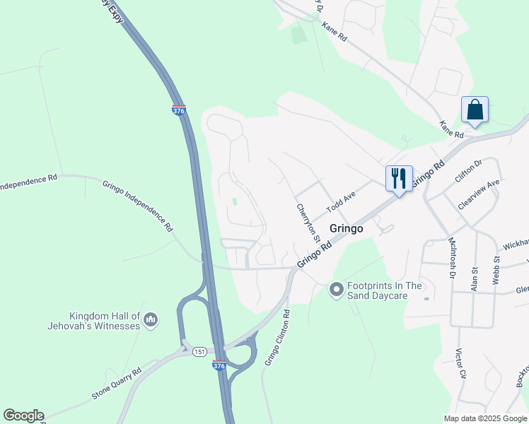 map of restaurants, bars, coffee shops, grocery stores, and more near 404 Lexington Drive in Aliquippa