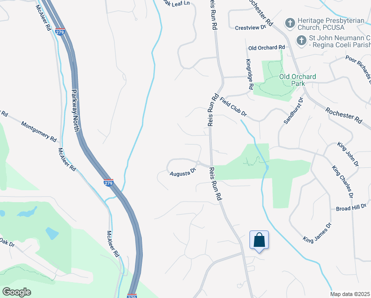 map of restaurants, bars, coffee shops, grocery stores, and more near 1645 Pinehurst Ct in Pittsburgh