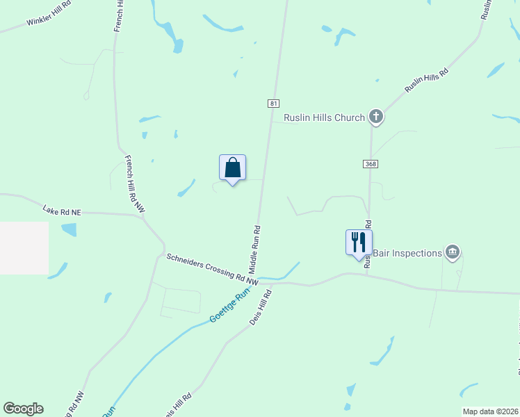 map of restaurants, bars, coffee shops, grocery stores, and more near 5601-5859 County Highway 81 in Dover