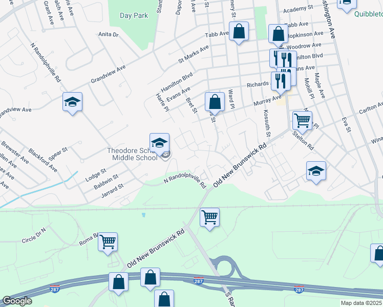 map of restaurants, bars, coffee shops, grocery stores, and more near 186 Carlton Club Drive in Piscataway