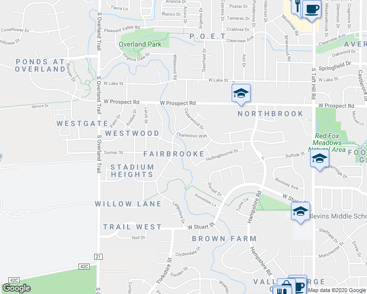 map of restaurants, bars, coffee shops, grocery stores, and more near 1907 Etton Drive in Fort Collins