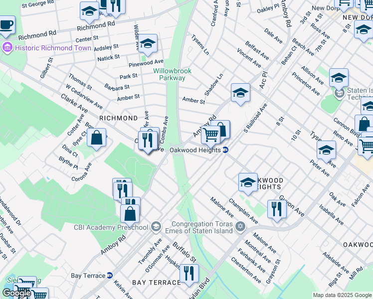 map of restaurants, bars, coffee shops, grocery stores, and more near 27 Windemere Avenue in Staten Island