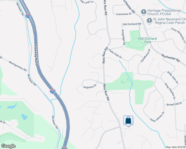 map of restaurants, bars, coffee shops, grocery stores, and more near 1645 Pinehurst Court in Pittsburgh