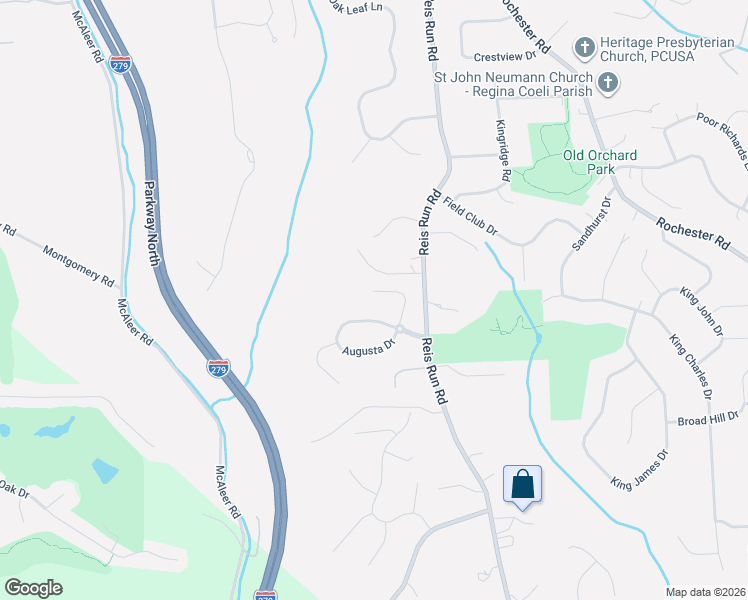 map of restaurants, bars, coffee shops, grocery stores, and more near 1645 Pinehurst Court in Pittsburgh