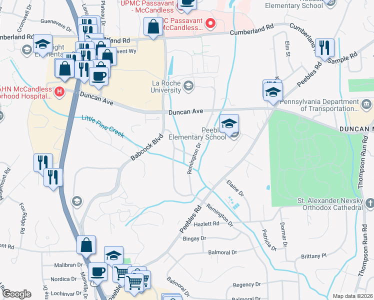 map of restaurants, bars, coffee shops, grocery stores, and more near 1139 Judy Ann Place in Pittsburgh