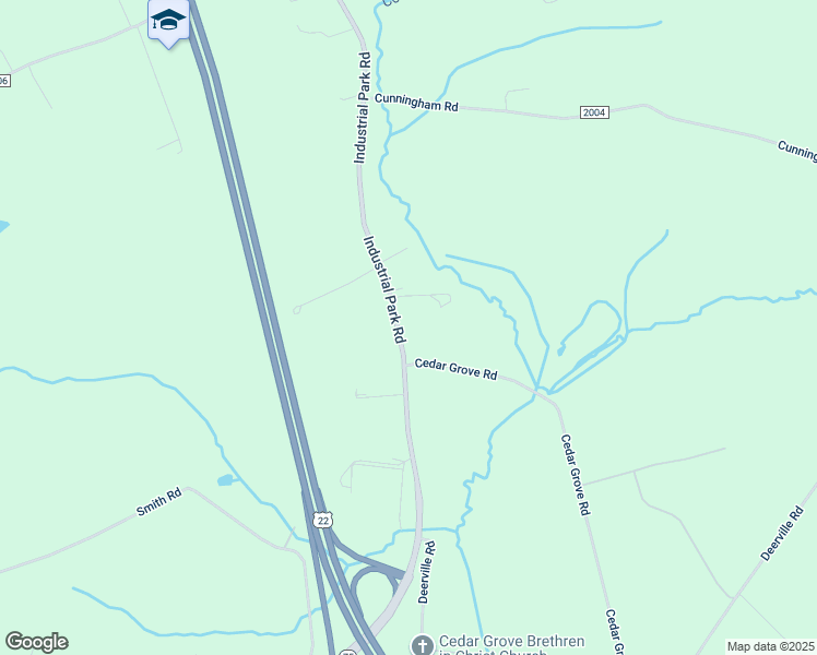 map of restaurants, bars, coffee shops, grocery stores, and more near 1412 Industrial Park Road in Mifflintown