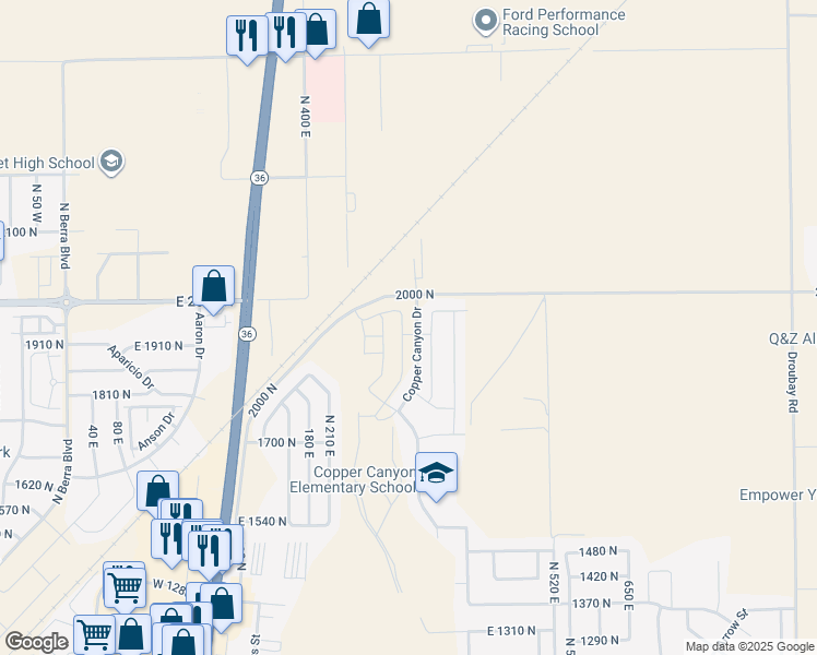 map of restaurants, bars, coffee shops, grocery stores, and more near 1938 North Blue Iris Avenue in Tooele