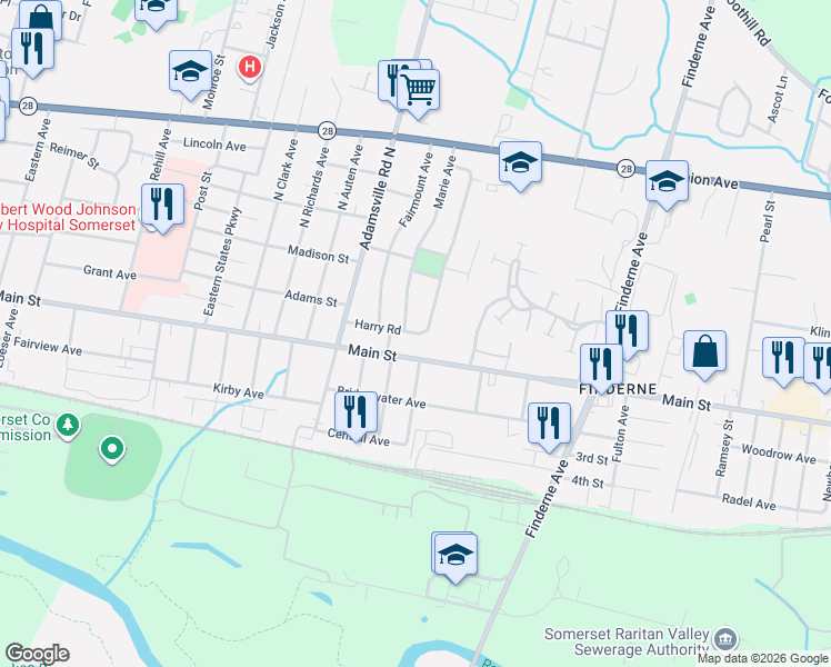 map of restaurants, bars, coffee shops, grocery stores, and more near 16 Harry Road in Bridgewater