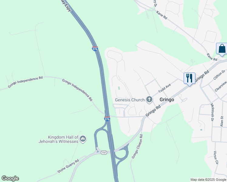 map of restaurants, bars, coffee shops, grocery stores, and more near 5046 Hamilton Drive in Aliquippa