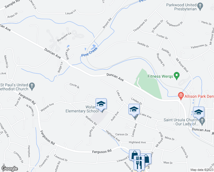 map of restaurants, bars, coffee shops, grocery stores, and more near 2278 Lake Avenue in Hampton Township