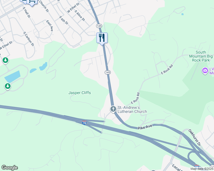 map of restaurants, bars, coffee shops, grocery stores, and more near 3000 South Pike Avenue in Allentown