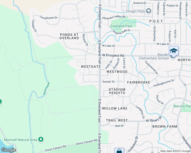 map of restaurants, bars, coffee shops, grocery stores, and more near 3114 Sumac Street in Fort Collins