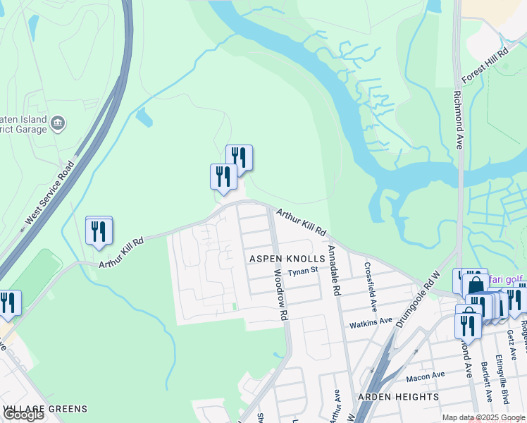 map of restaurants, bars, coffee shops, grocery stores, and more near 20 Woodrow Road in Staten Island