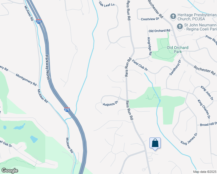 map of restaurants, bars, coffee shops, grocery stores, and more near 1645 Pinehurst Court in Pittsburgh