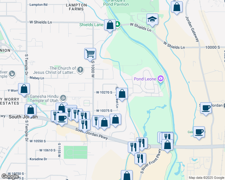 map of restaurants, bars, coffee shops, grocery stores, and more near 897 West 10270 South in South Jordan
